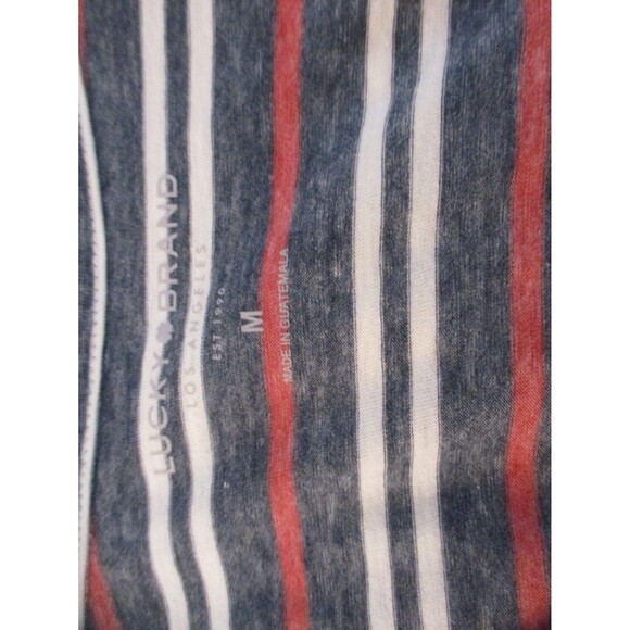 Lucky Brand Knit Top Women's Size M Multicolored Striped Short Sleeve V Neck - Picture 3 of 5